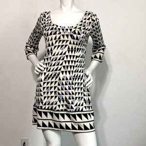 Diane Von Furstenberg DVF Multicolor Aggie 100% Silk Jersey Preppy Dress Size 4